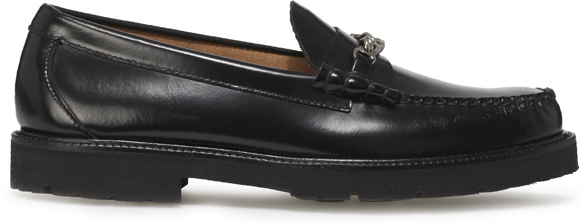 Fred Perry: Black G.H. Bass Chain Detail Penny Loafers - 1