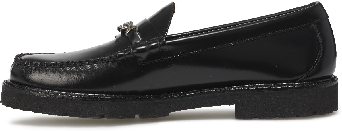 Fred Perry: Black G.H. Bass Chain Detail Penny Loafers - 2