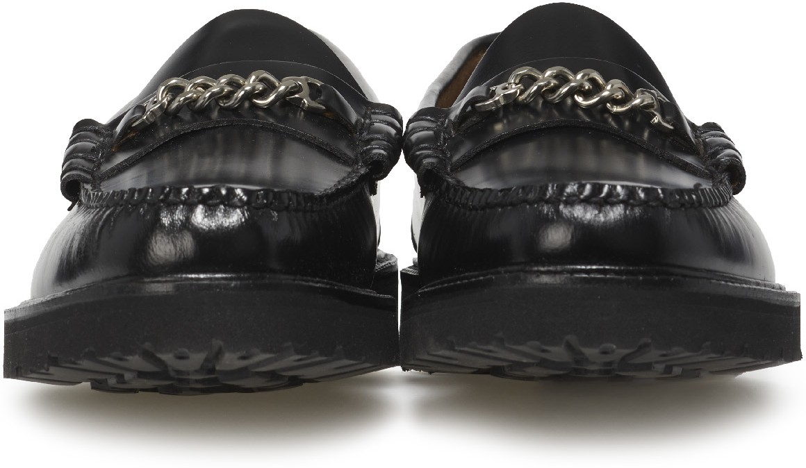 Fred Perry: Black G.H. Bass Chain Detail Penny Loafers - 3