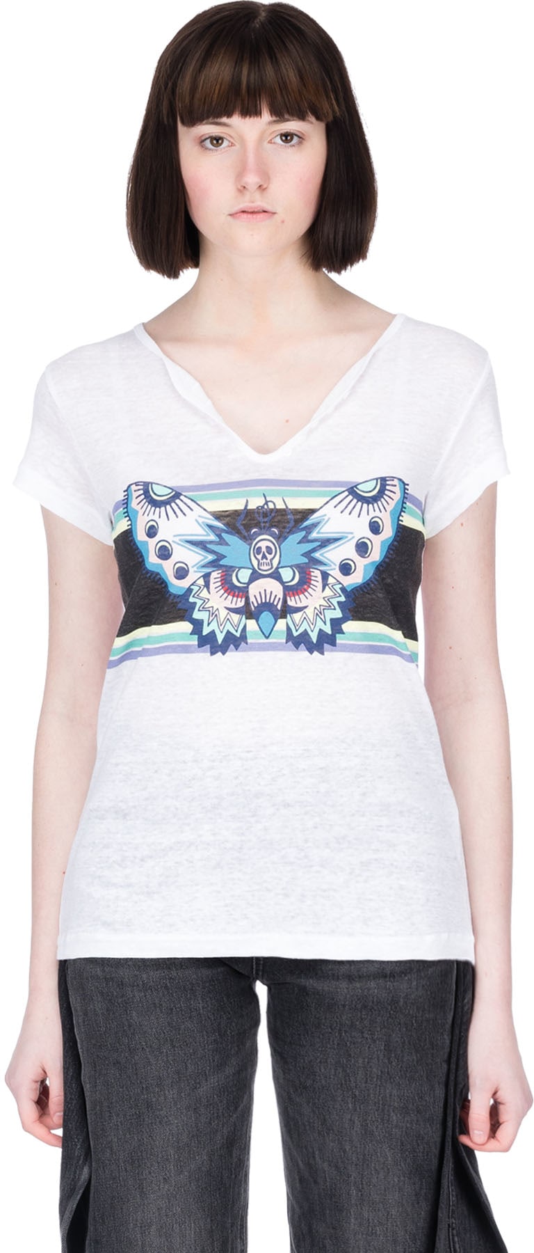 Zadig & Voltaire: White Tunisian MC Linen T-Shirt - 1