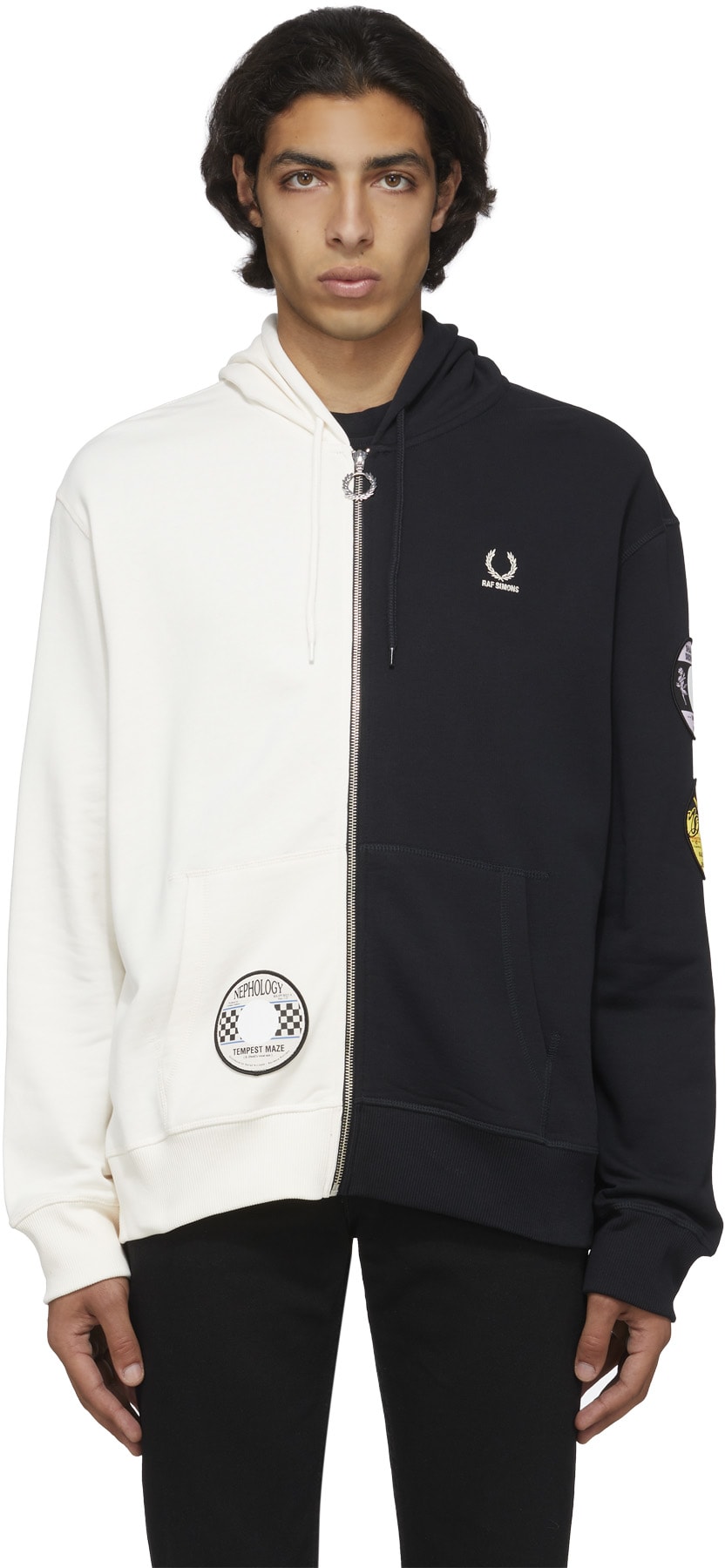 Fred Perry x Raf Simons: Multicolores Pull à Capuche Raf Simons avec Écussons Multicolores - 1