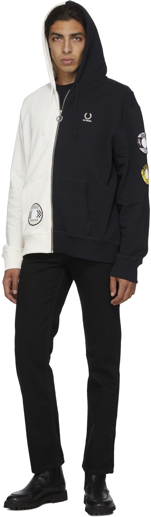 Fred Perry x Raf Simons: Multicolor Raf Simons Patched Detail Zip Hoodie - 4