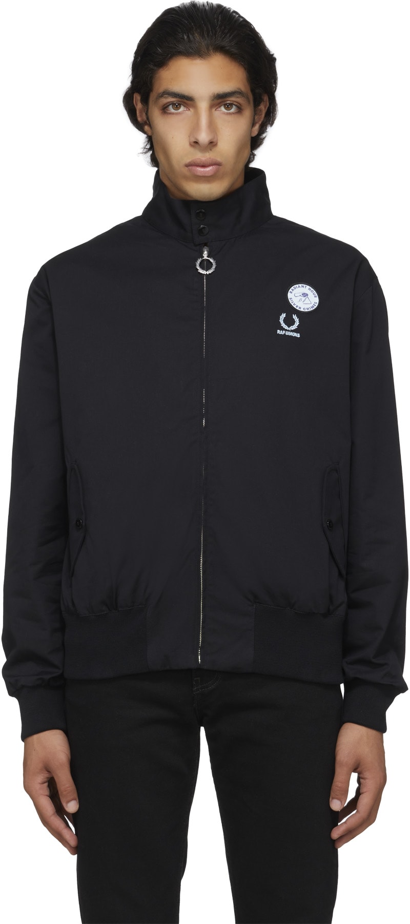 Fred Perry x Raf Simons: Black Raf Simons Embroidered Jacket - 1