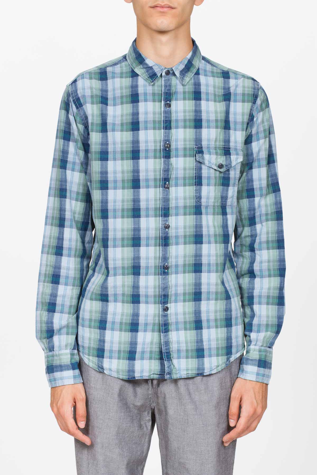 Save Khaki: Blue Madras Work Shirt - 1