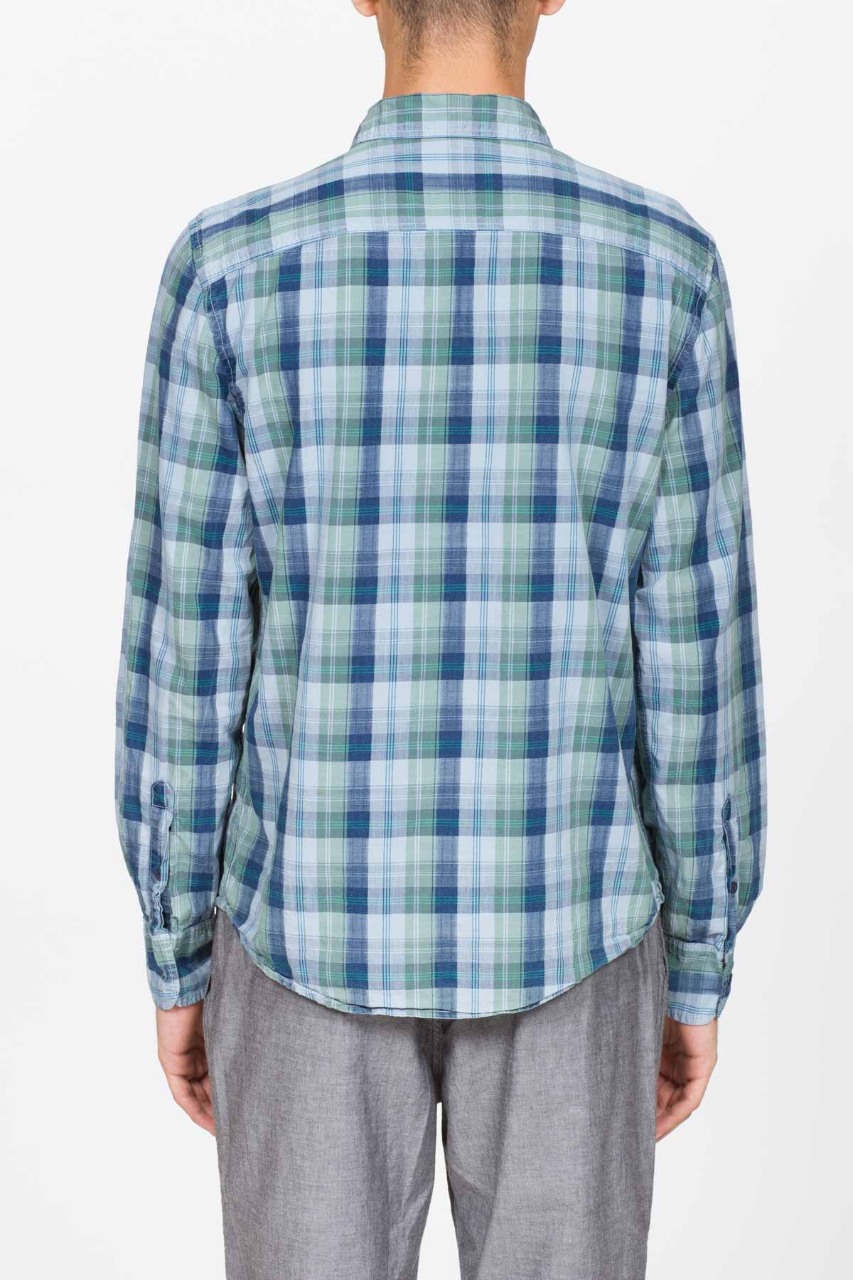 Save Khaki: Blue Madras Work Shirt - 3