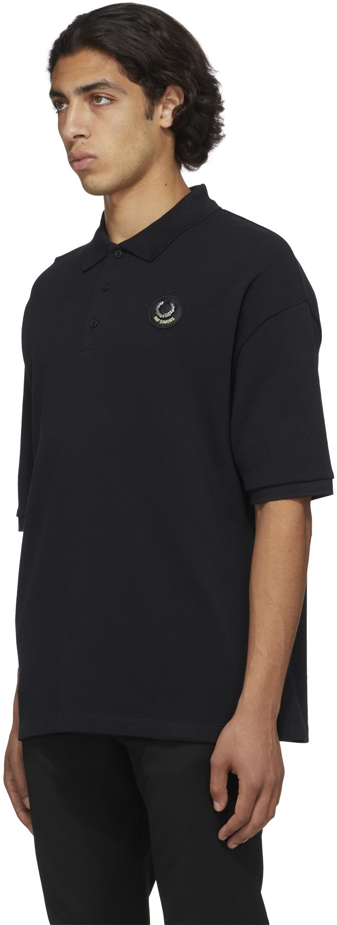 Fred Perry x Raf Simons: Noir Polo Oversized Raf Simons avec Imprimé Noir - 2