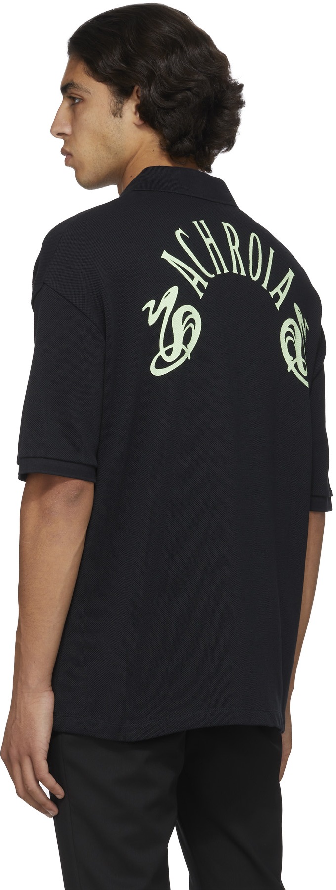 Fred Perry x Raf Simons: Noir Polo Oversized Raf Simons avec Imprimé Noir - 3
