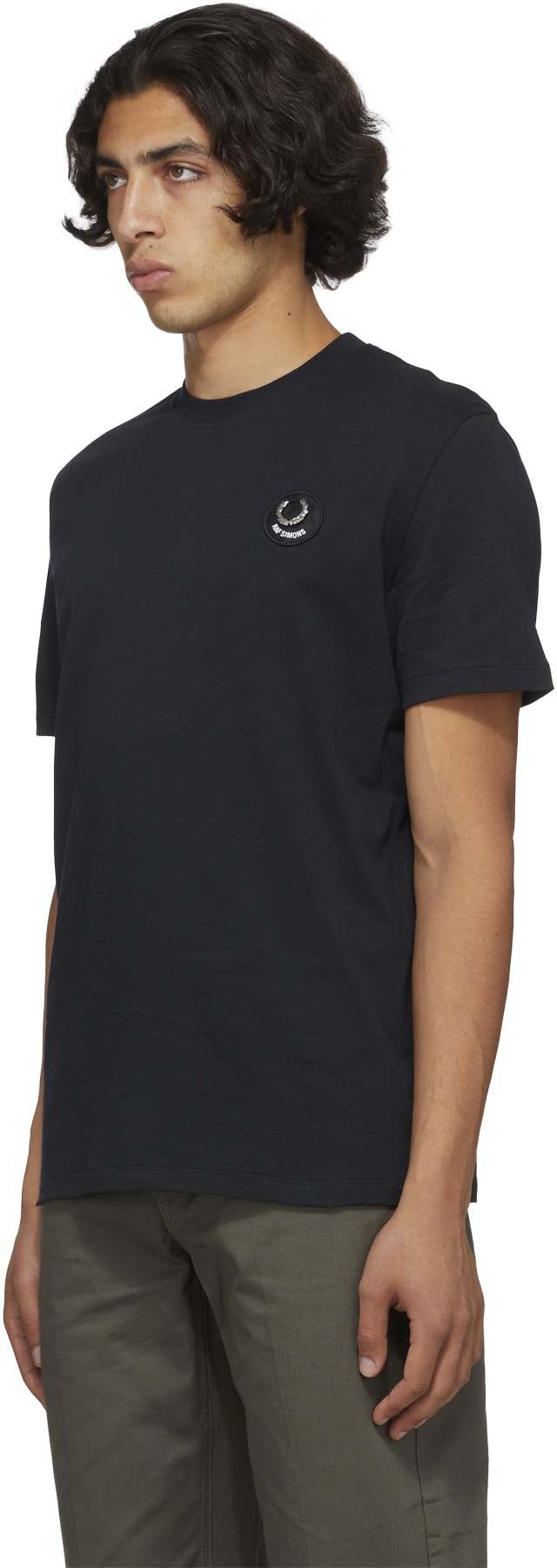 Fred Perry x Raf Simons: Noir T-Shirt Raf Simons à Détail Laurel Wreath Noir - 2