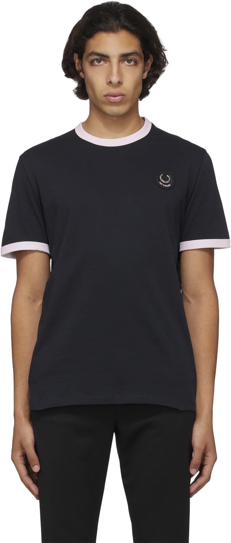 Fred Perry x Raf Simons: Noir T-Shirt Raf Simons à Bordure Contrastée Noir - 1