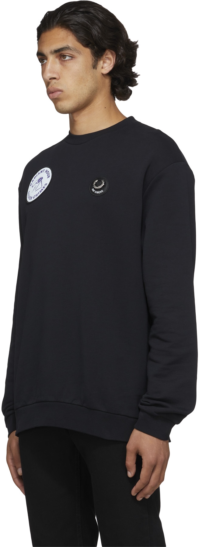 Fred Perry x Raf Simons: Black Raf Simons Patch Detail Crew Sweater - 2