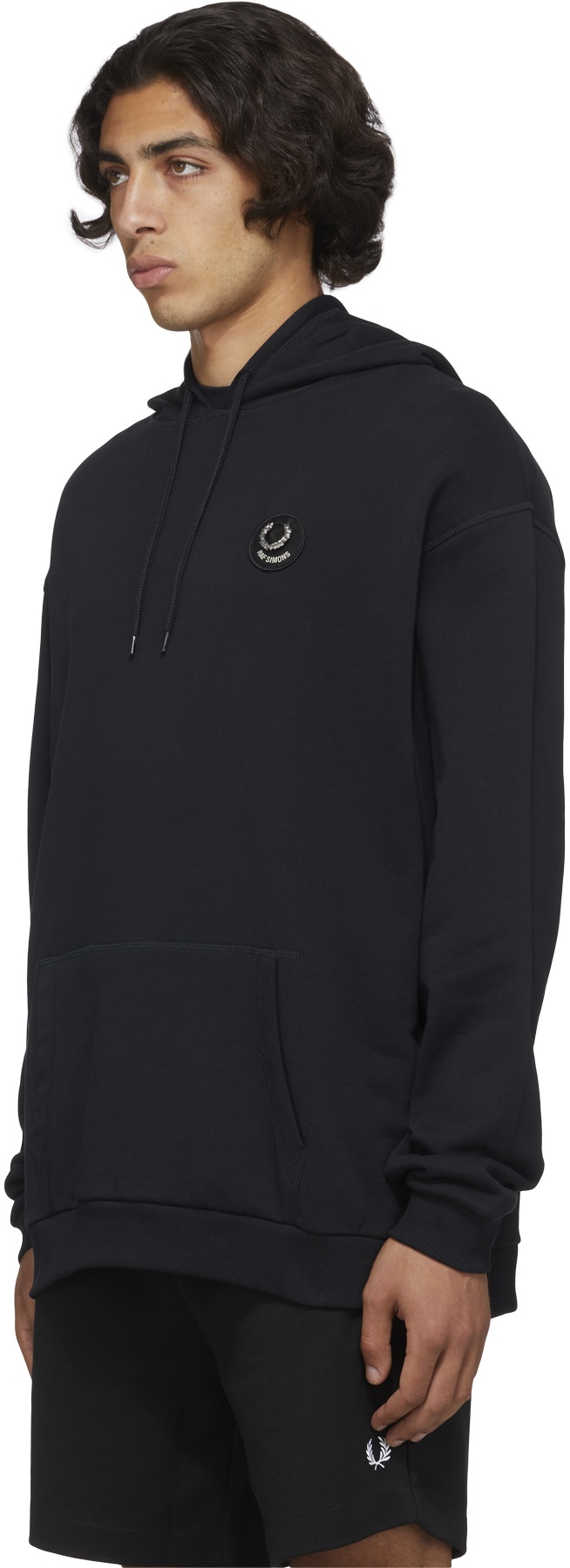 Fred Perry x Raf Simons: Black Raf Simons Patch Detail Hoodie - 2