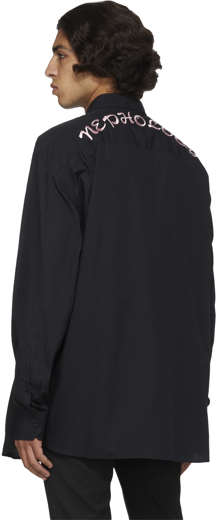 Fred Perry x Raf Simons: Black Raf Simons Oversized Embroidered Shirt - 3