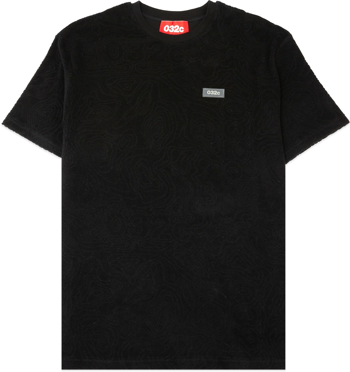 032c: Black 'Topos' Shaved Terry T-Shirt - 1