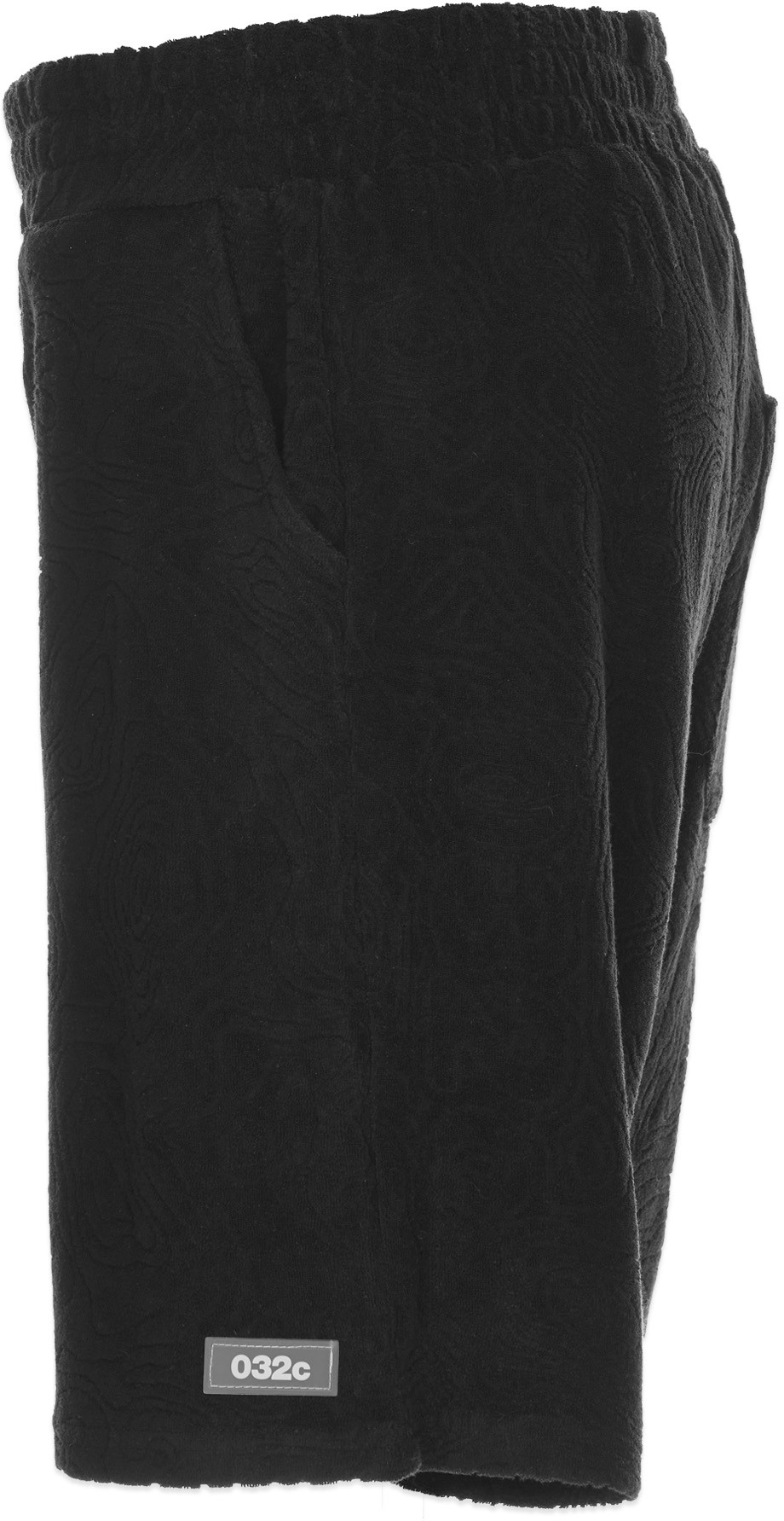 032c: Black 'Topos' Shaved Terry Short - 2