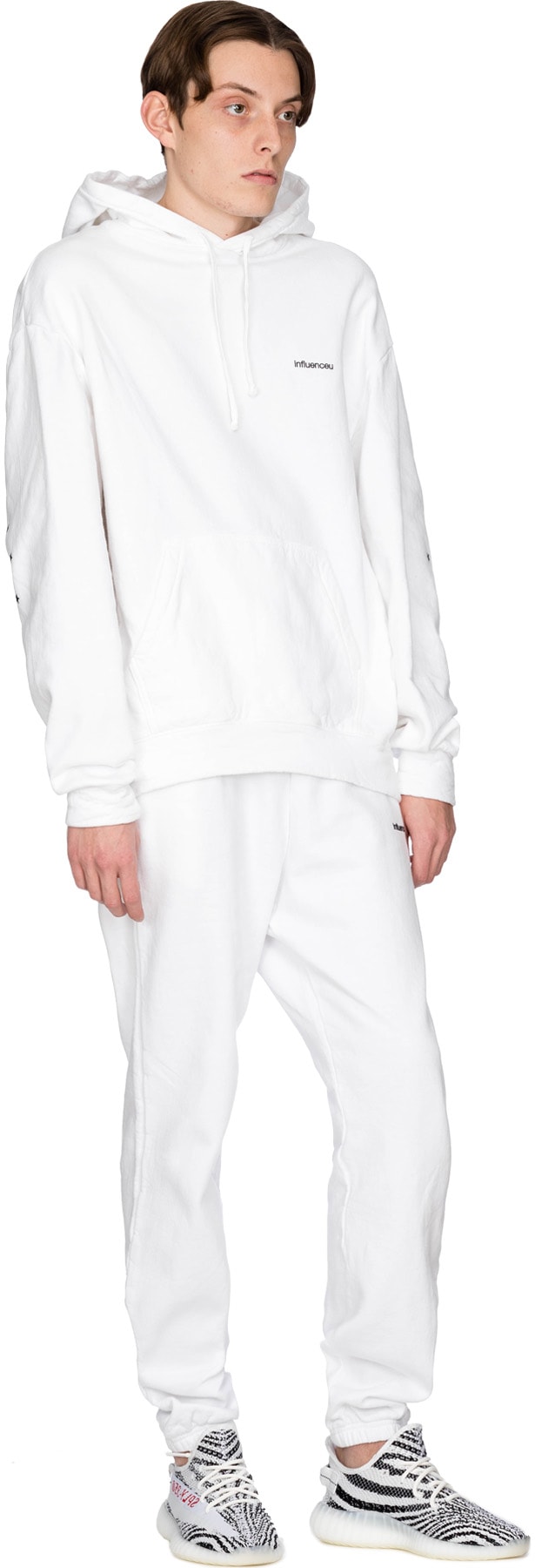 influenceu: White Logo Sweatpants - 4