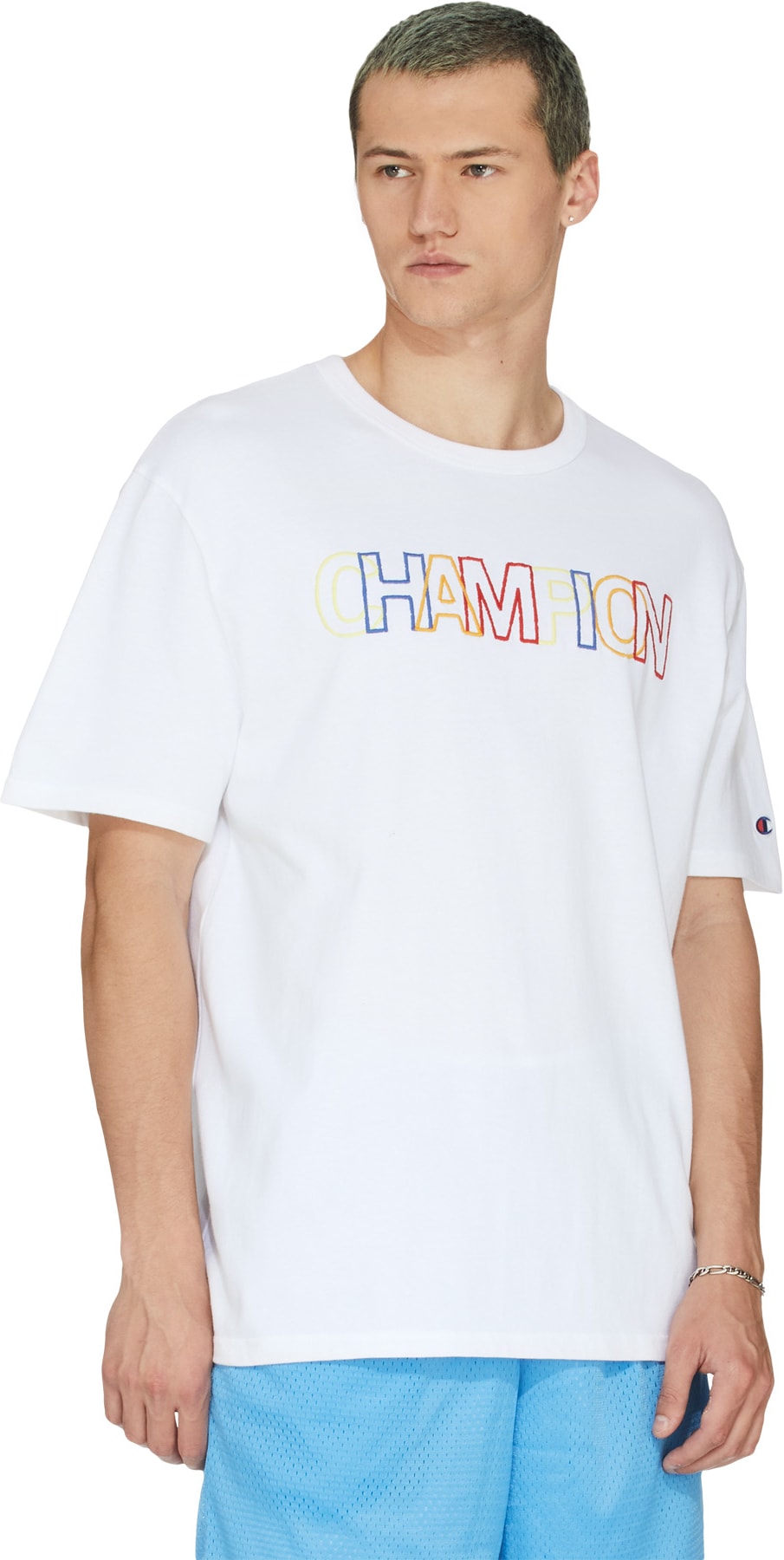 Champion: White Heritage Rainbow Script T-Shirt - 3
