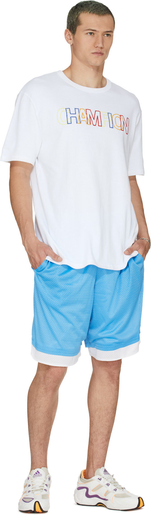 Champion: White Heritage Rainbow Script T-Shirt - 4