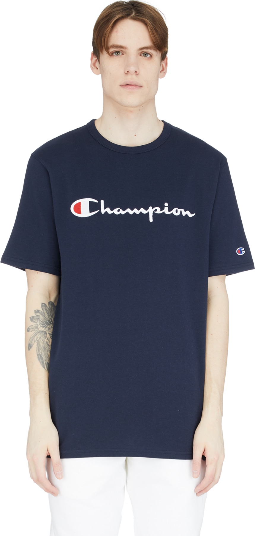 Champion: Bleu Script Logo T-Shirt Bleu - 1