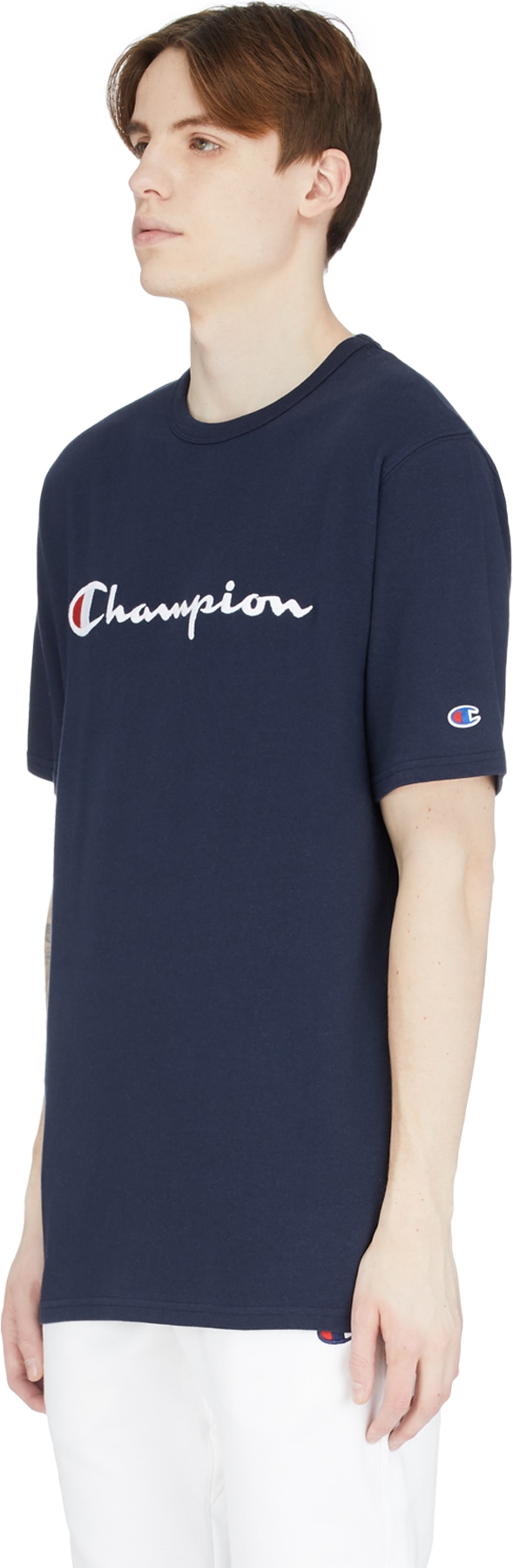Champion: Bleu Script Logo T-Shirt Bleu - 2