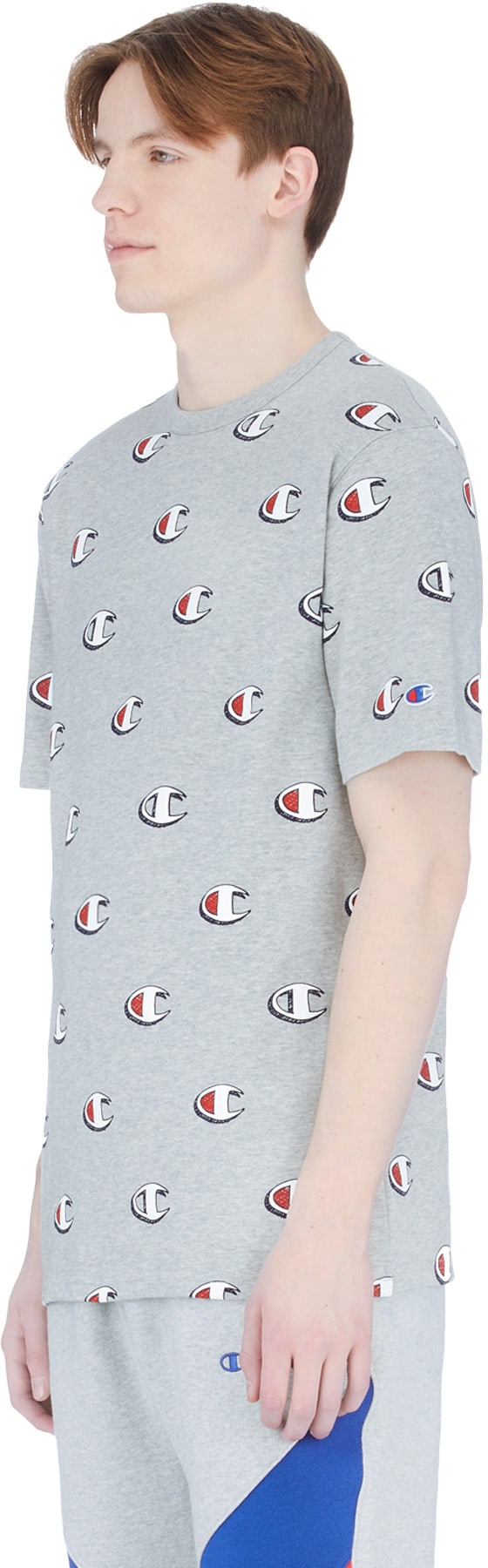 Champion: Grey Allover Scribble 'C' Logo T-Shirt - 2