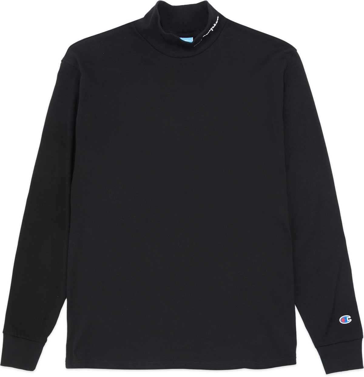 Champion: Black Long Sleeve Heavyweight Mock Neck T-Shirt - 1