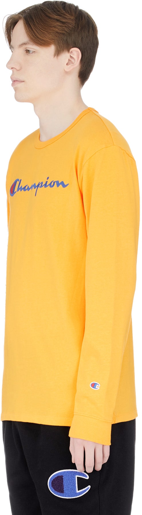 Champion: Gold Long Sleeve Script Knit T-Shirt - 2