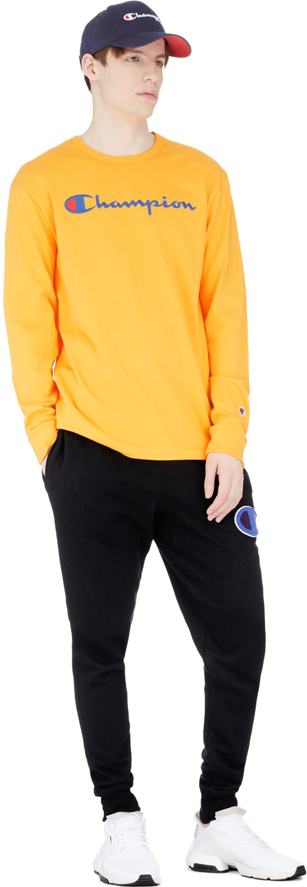 Champion: Gold Long Sleeve Script Knit T-Shirt - 4