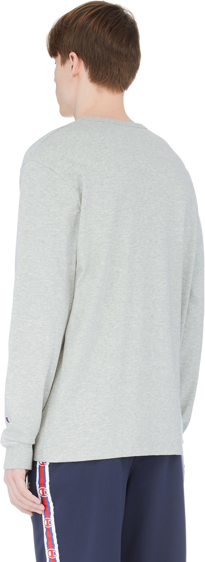 Champion: Grey Long Sleeve Script Knit T-Shirt - 3