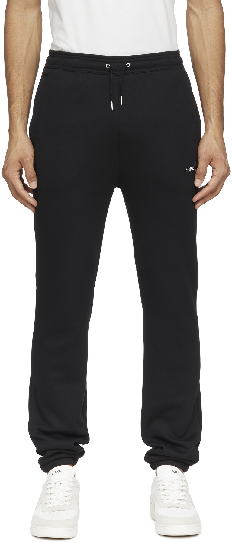 Fred Perry: Black Embroidered Sweatpant - 1