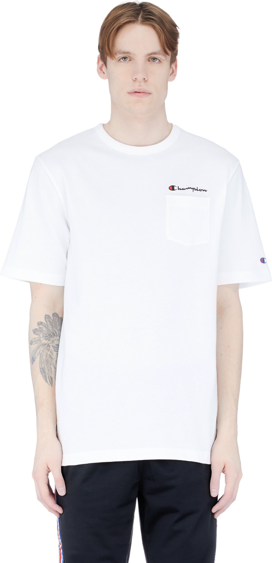 Champion: White Pocket T-Shirt - 1