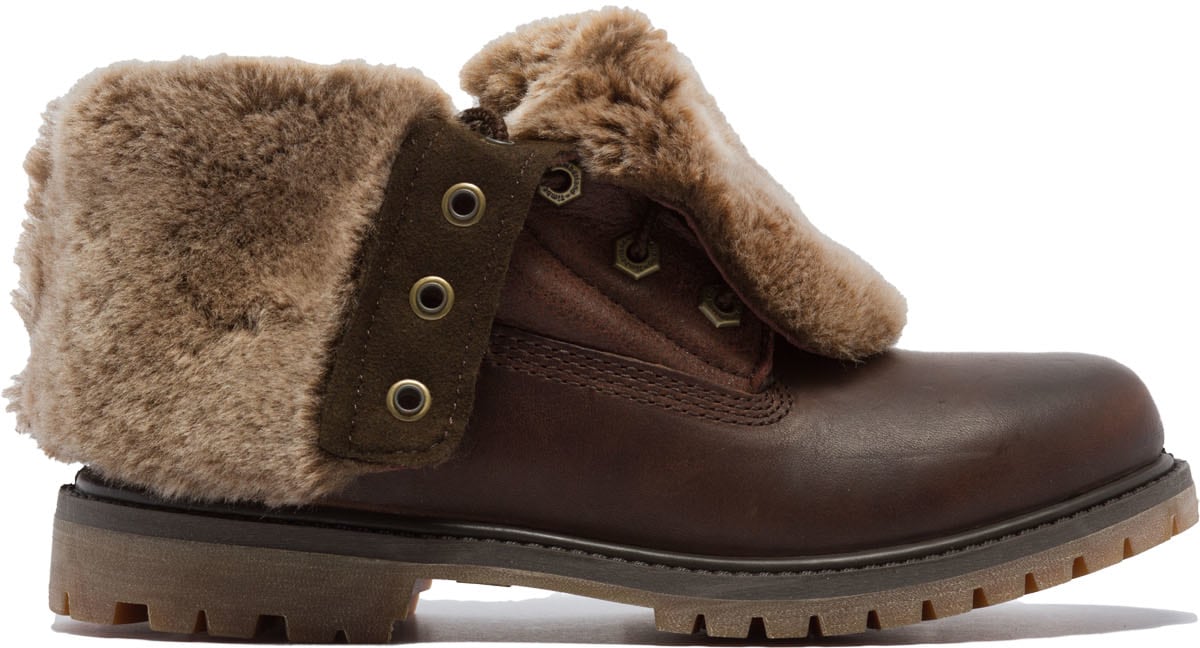 Timberland: Brown Authentics Shearling Fold Down Boots - 1