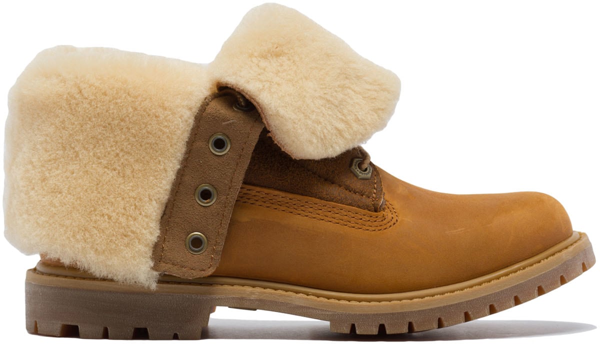 Timberland: Neutrals Authentics Shearling Fold Down Boots - 1