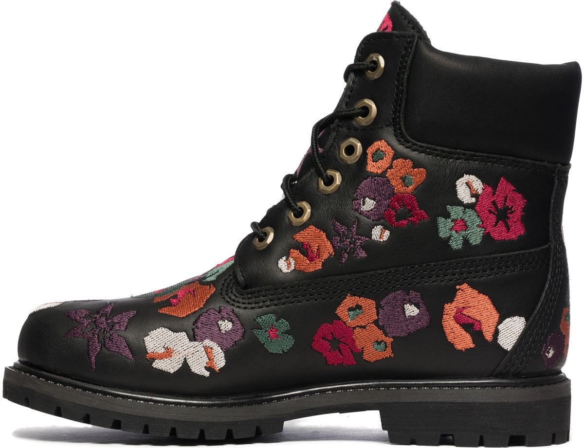 Timberland: Black Six Inch Premium Embroidered Boots - 2