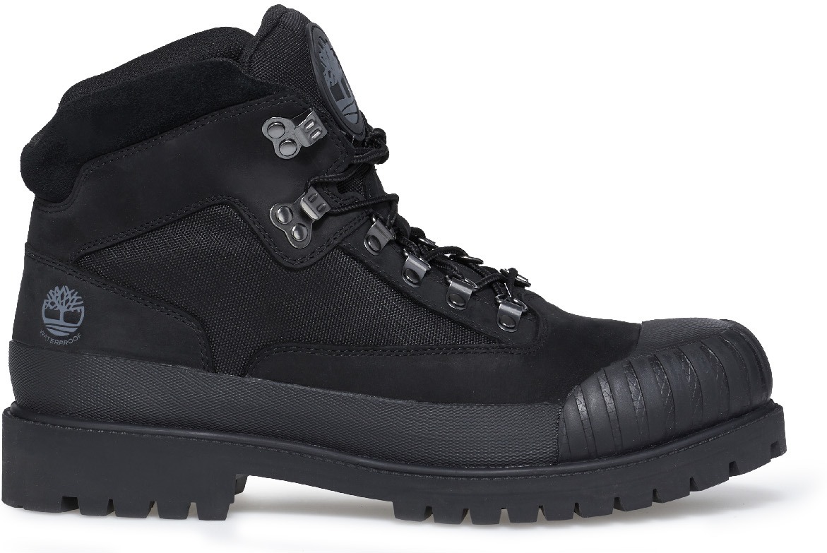 Timberland: Black Heritage Waterproof Rubber-Toe Hiking Boot - 1