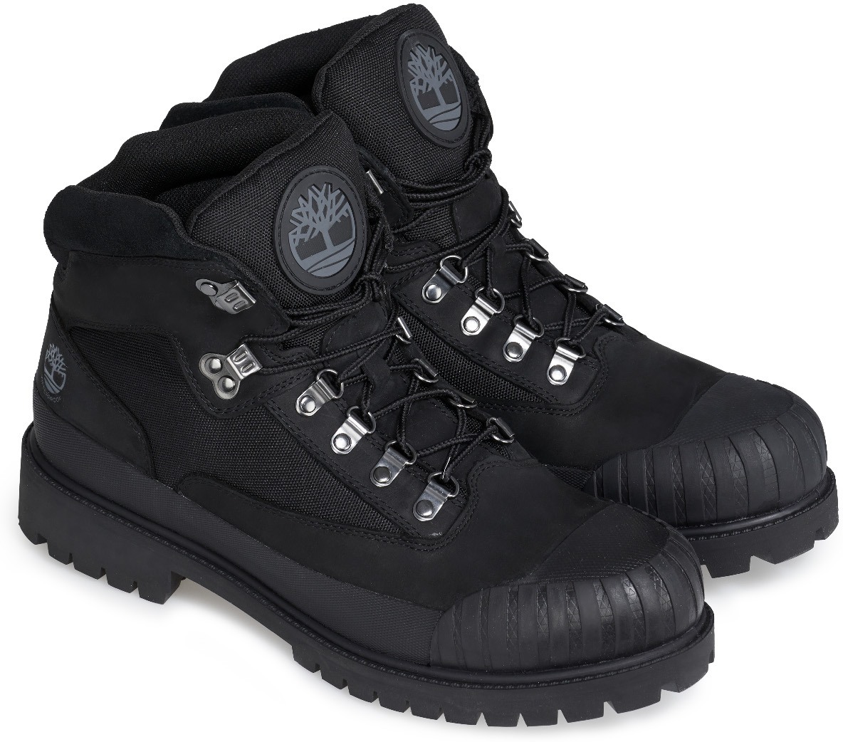 Timberland: Black Heritage Waterproof Rubber-Toe Hiking Boot - 4