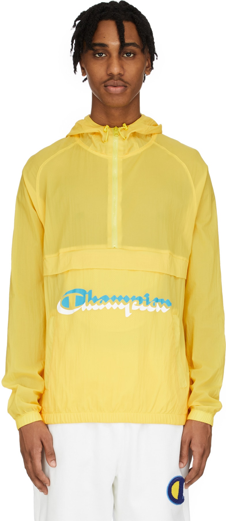 Champion: Yellow Abstract Shadow Script Anorak - 1