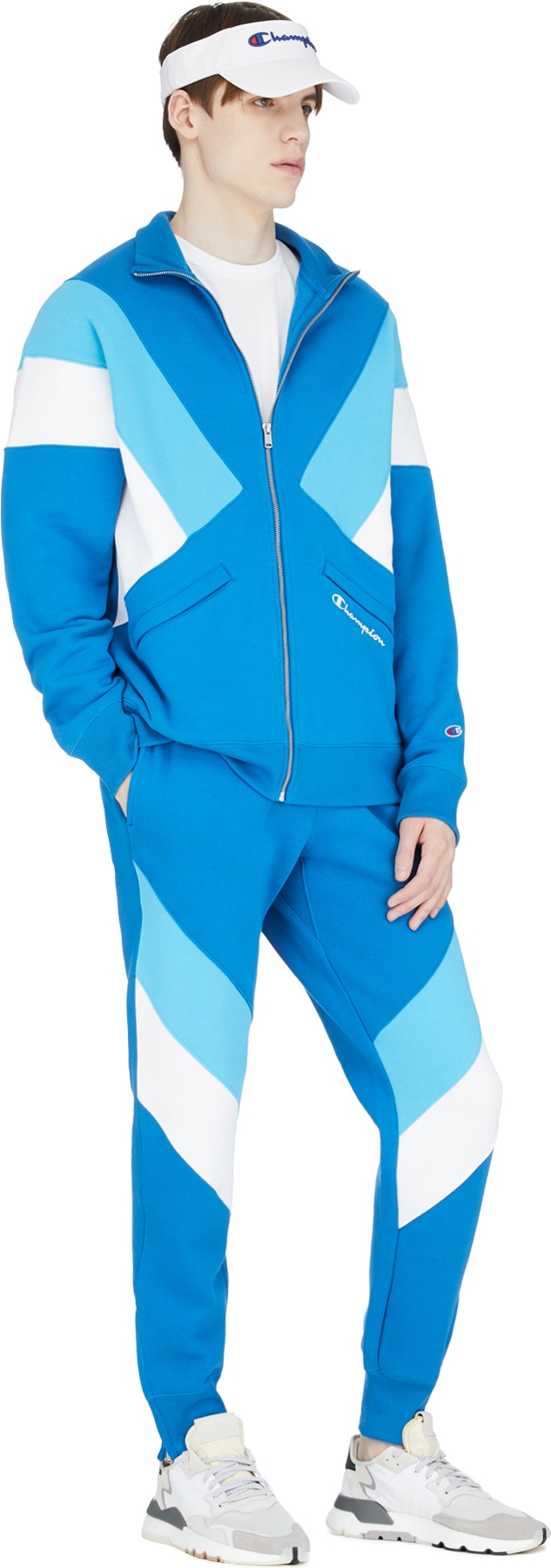 Champion: Bleu Reverse Weave Colorblock Track Jacket Bleu - 4