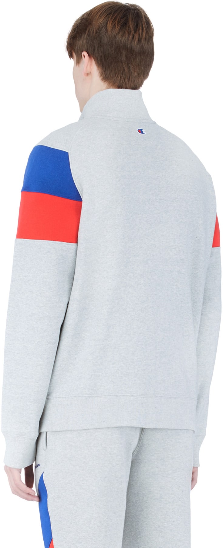 Champion: Grey Reverse Weave Colorblock Track Jacket - 3