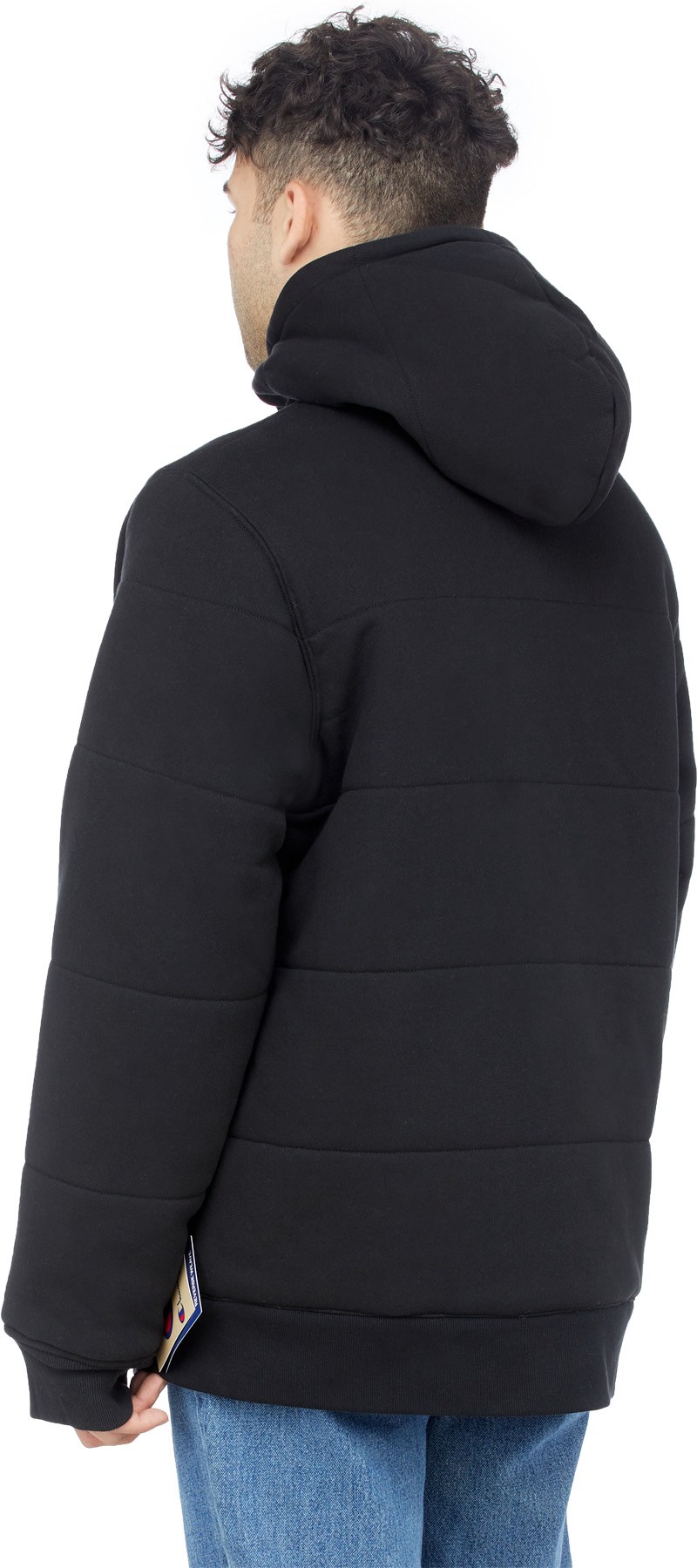 Champion: Black Reverse Weave Puffer Jacket - 3