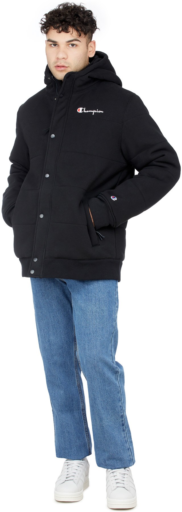Champion Black Reverse Weave Puffer Jacket influenceu United States influenceu