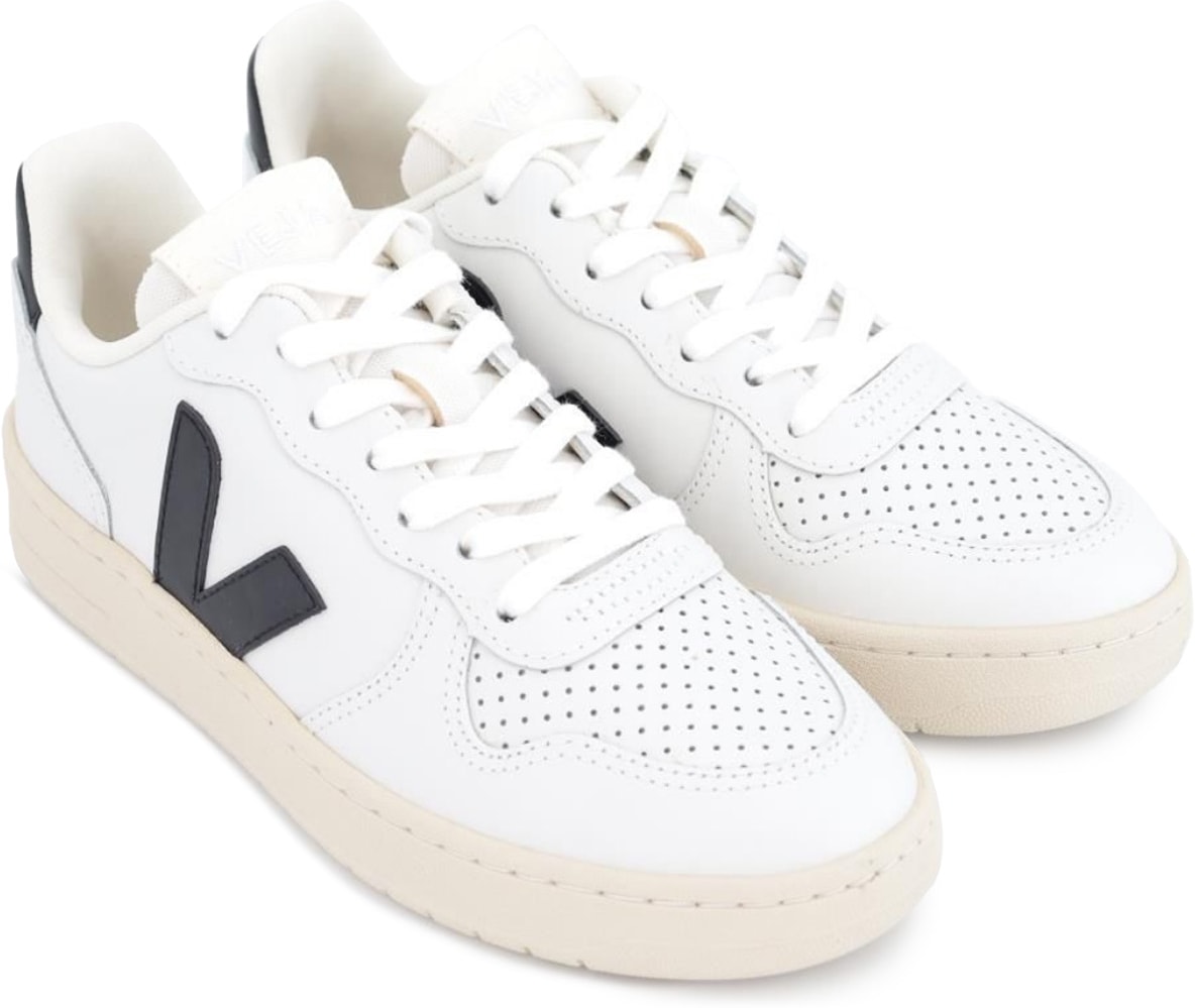 VEJA: Blanc Cuir V-10 Blanc - 3
