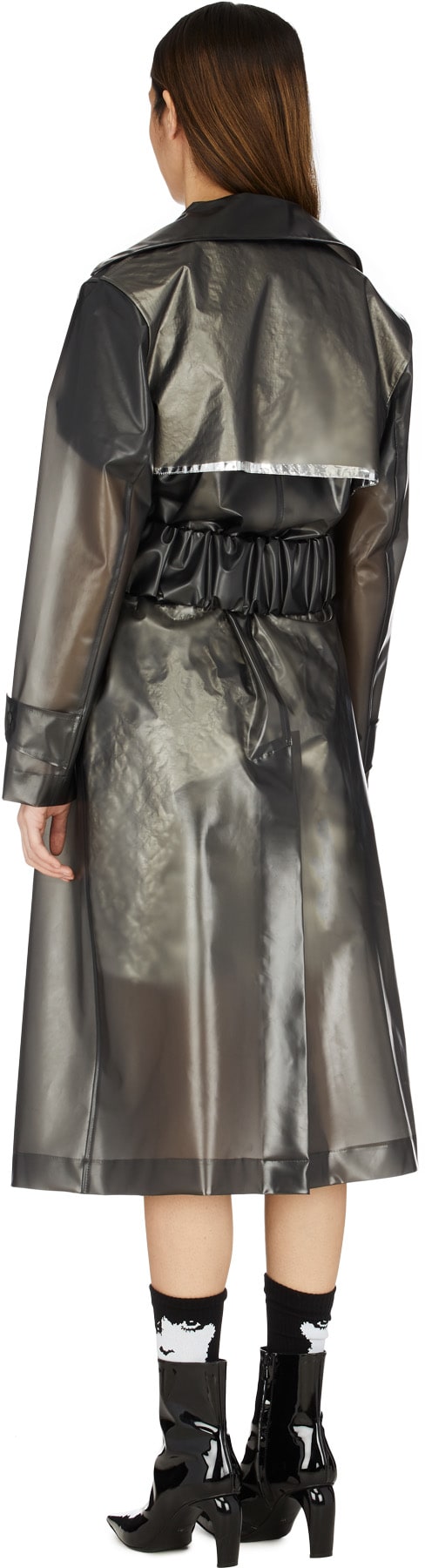 MISBHV: Black PVC Trench Coat - 3
