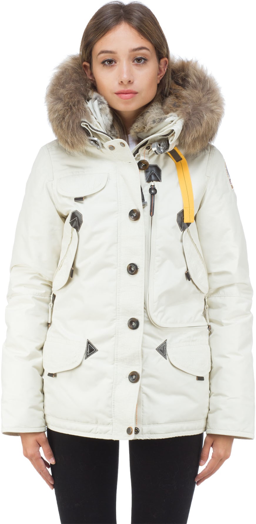 Parajumpers: Blanc Parka Doris Encapuchonné Doublure Fourrure Blanc - 1