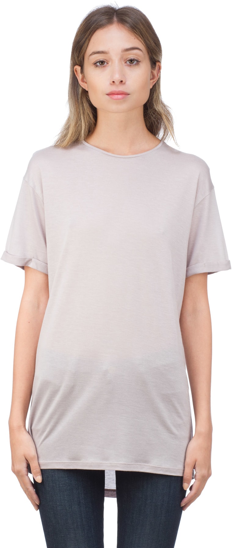 influenceu: Grey Cuffed Sleeve T-Shirt - 1