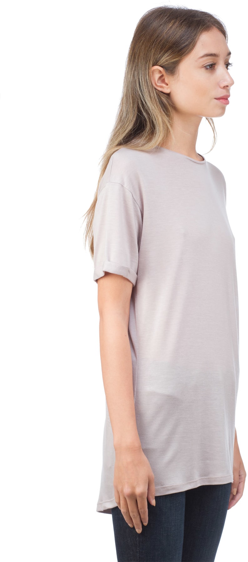 influenceu: Grey Cuffed Sleeve T-Shirt - 2