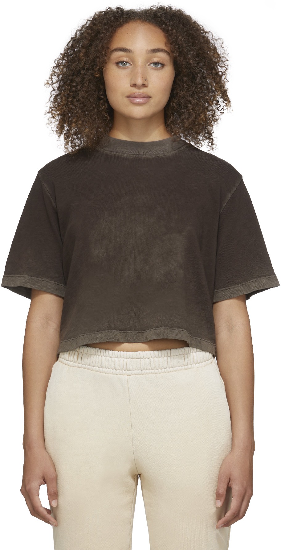 Cotton Citizen: Brown Tokyo Crop T-Shirt - 1