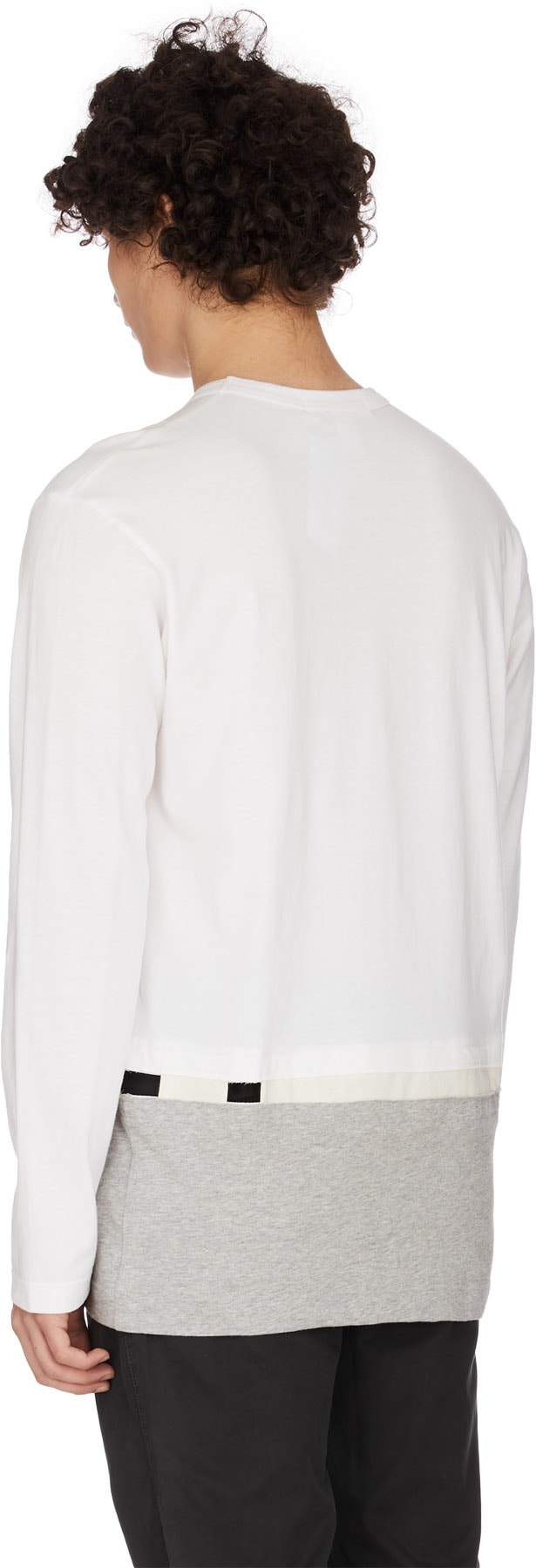 Comme des Garçons Shirt: White Layered Cut-Out Crew Sweater - 2