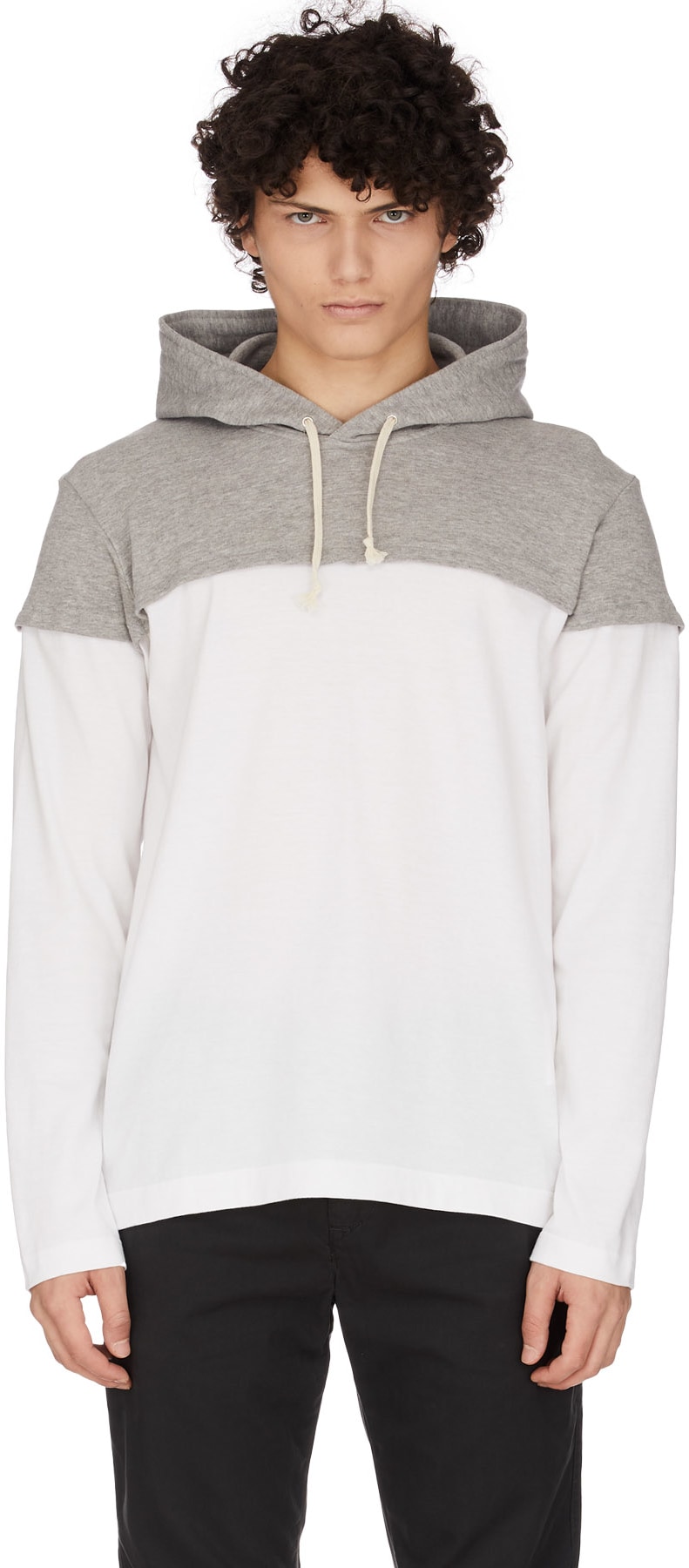 Comme des Garçons Shirt: Grey Layered Hoodie - 1