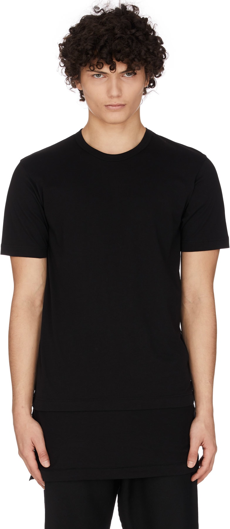 Comme des Garçons Shirt: Black Long Layered T-Shirt - 1