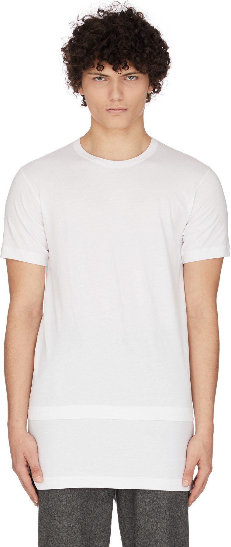 Comme des Garçons Shirt: White Long Layered T-Shirt - 1